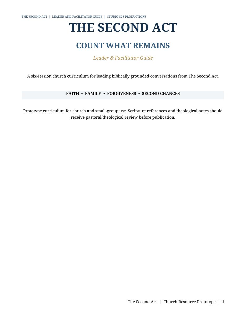 Count What Remains Leader and Facilitator Guide prototype cover