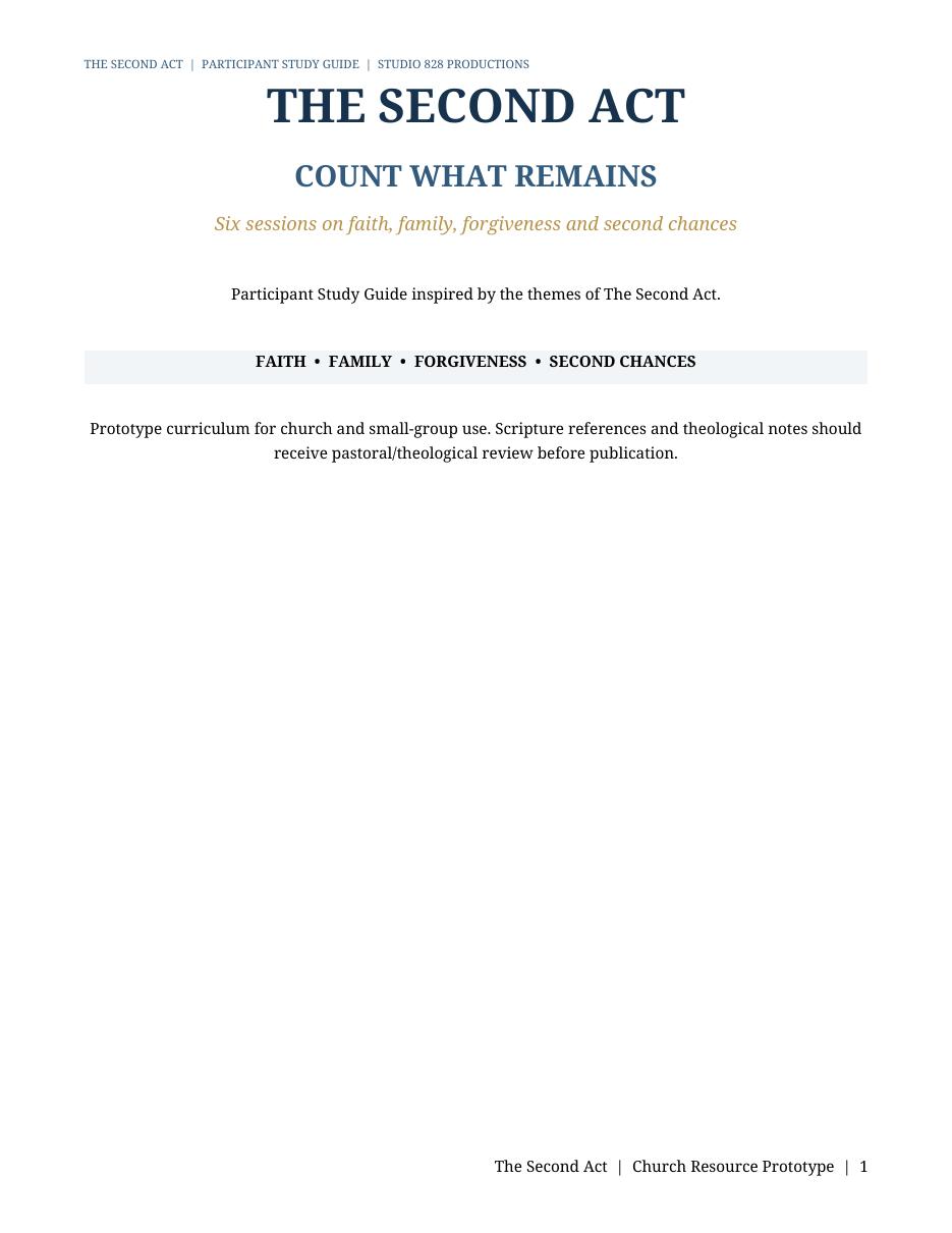 Count What Remains Participant Study Guide prototype cover